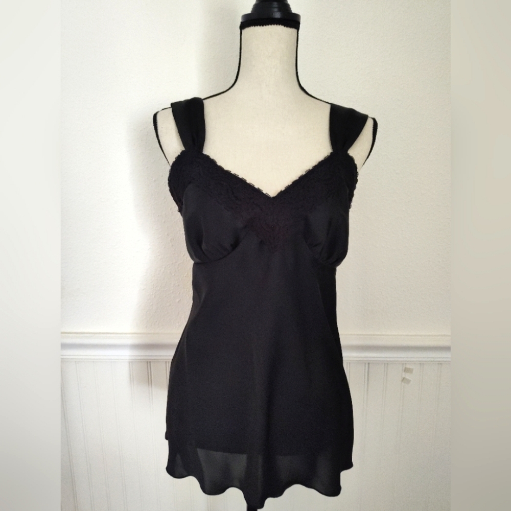 Black Sexy Feminine Lace Trimmed Camisole Size 8 = Medium See Measurements